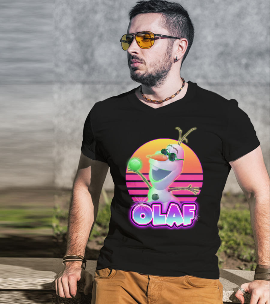 Olaf Neon Sunglasses Retro Sunset 80S Style T-Shirt