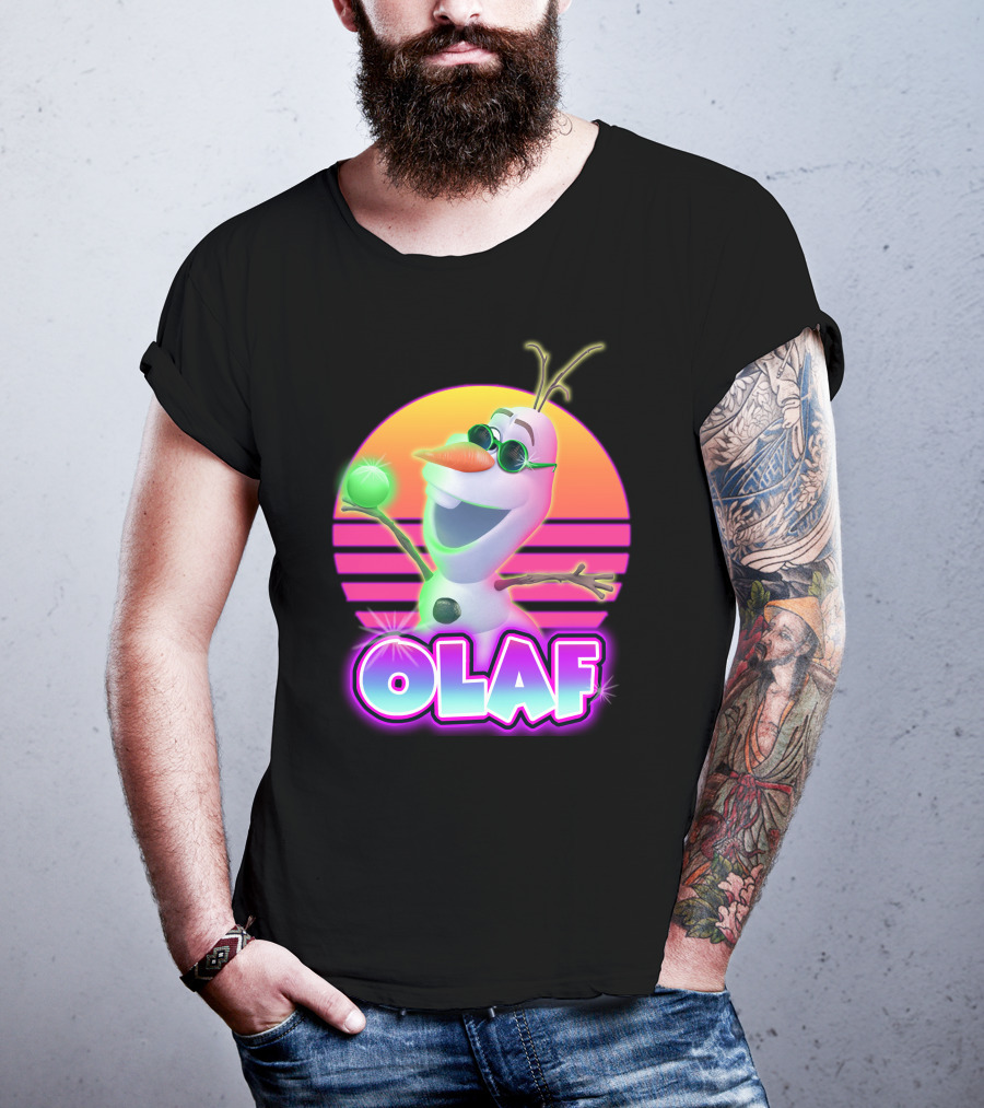 Olaf Neon Sunglasses Retro Sunset 80S Style T-Shirt