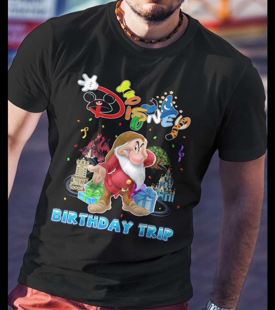 Grumpy Disney Birthday Trip With Mickey Mouse And Castle T-Shirt