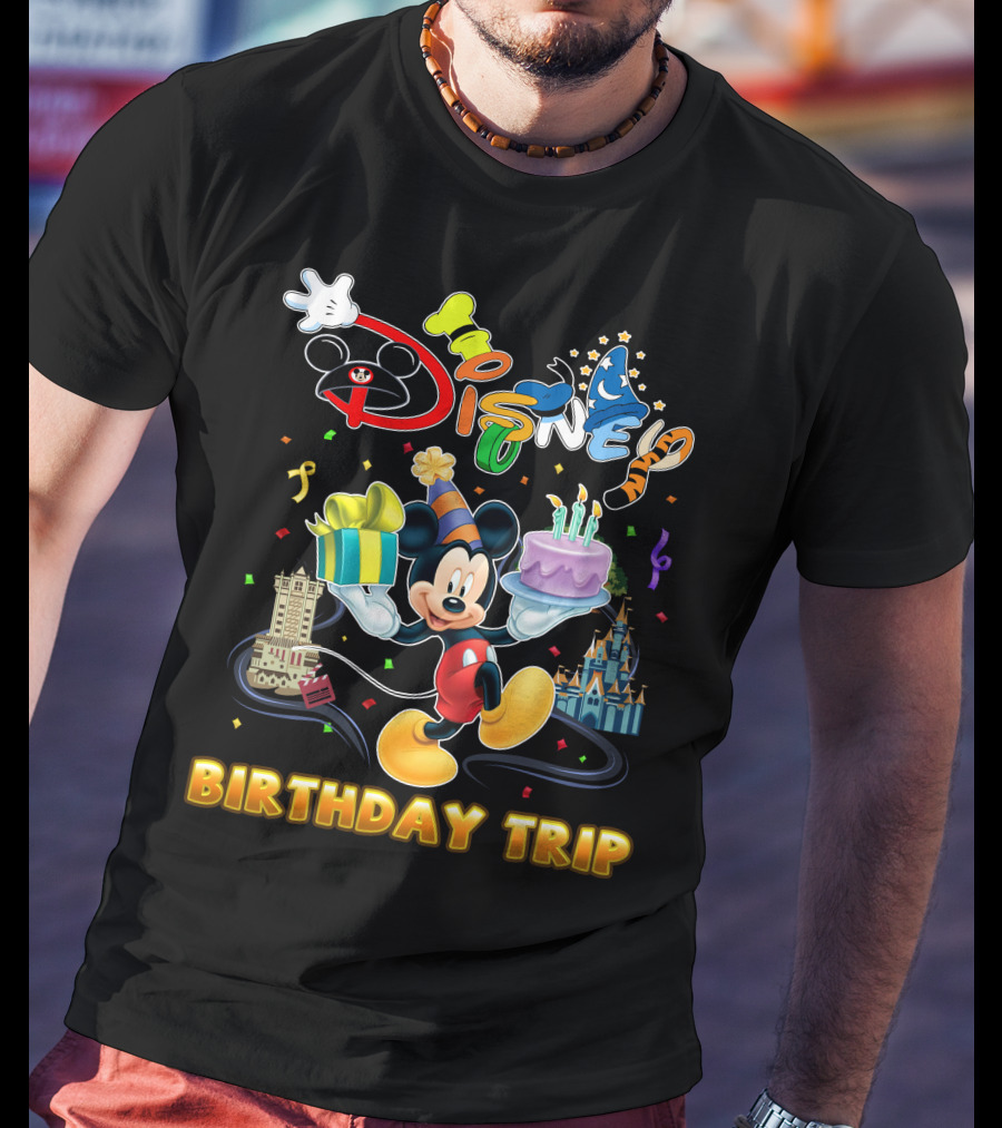 Mickey Disney Birthday Trip Celebration With Cake And Presents T-Shirt