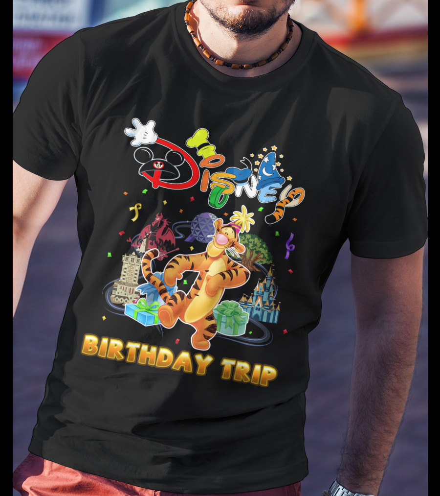 Disney Tigger Birthday Trip Celebration Mickey Ears Epcot Castle Gifts T-Shirt