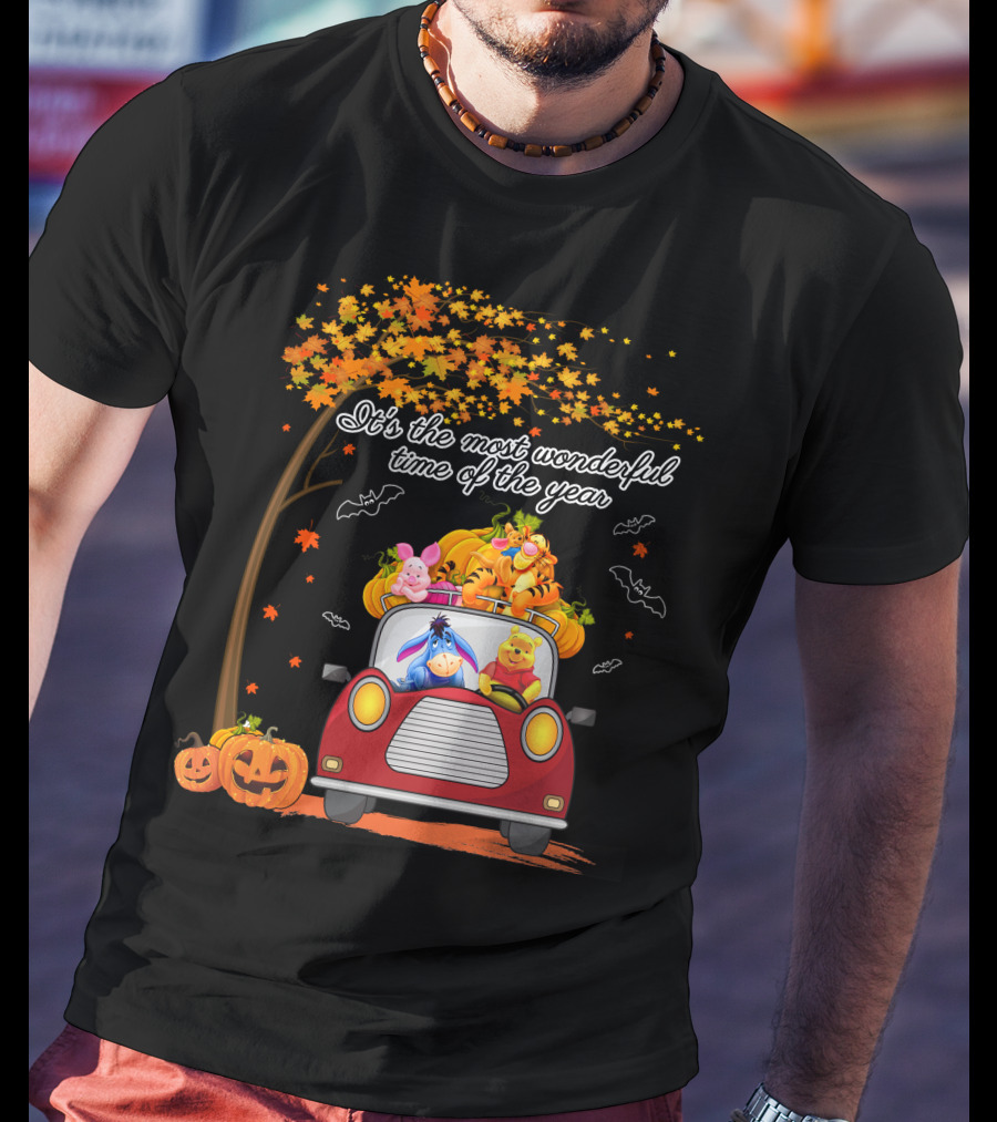 It's The Most Wonderful Time Of The Year Halloween Pumpkin Car With Characters T-Shirt