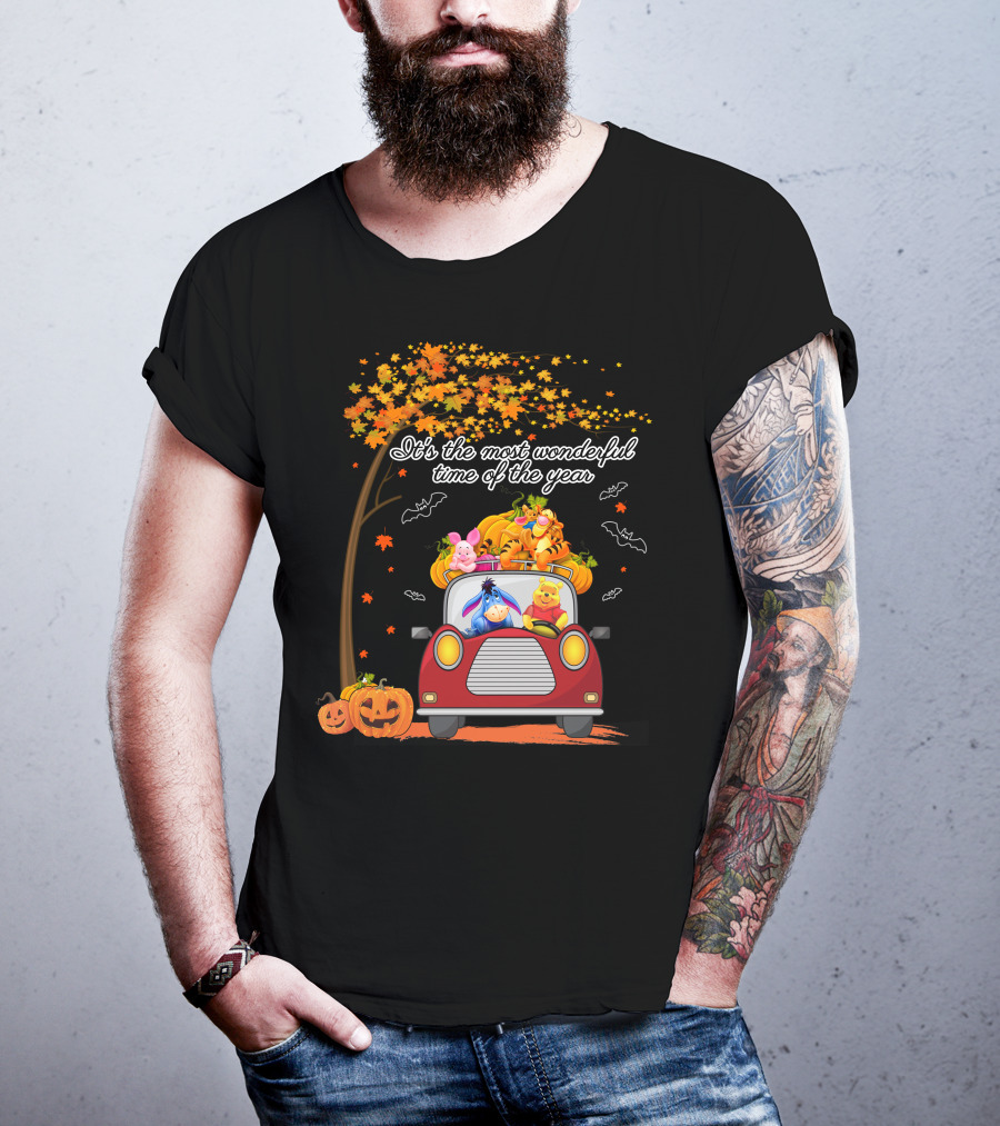 It's The Most Wonderful Time Of The Year Halloween Pumpkin Car With Characters T-Shirt