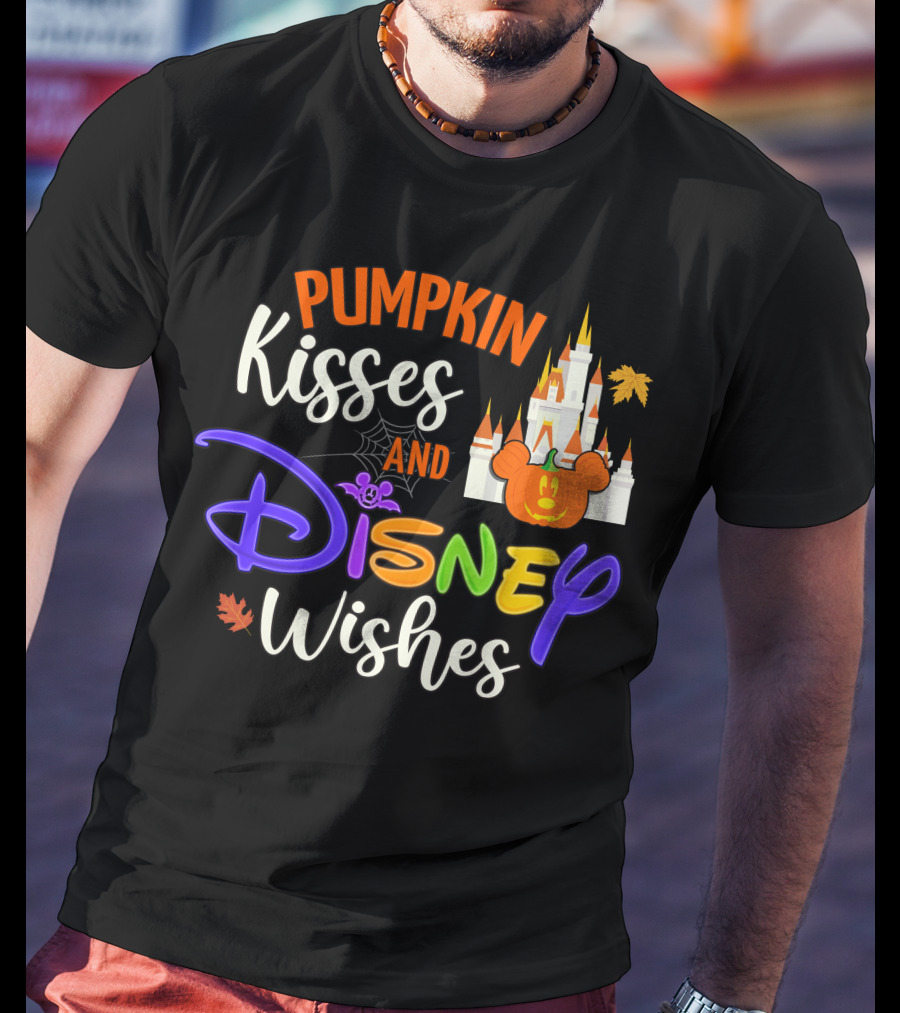 Pumpkin Kisses And Disney Wishes Magic Castle Mickey Pumpkin T-Shirt