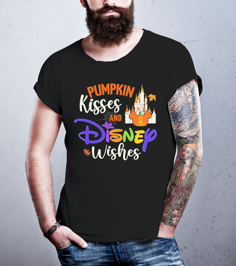 Pumpkin Kisses And Disney Wishes Magic Castle Mickey Pumpkin T-Shirt
