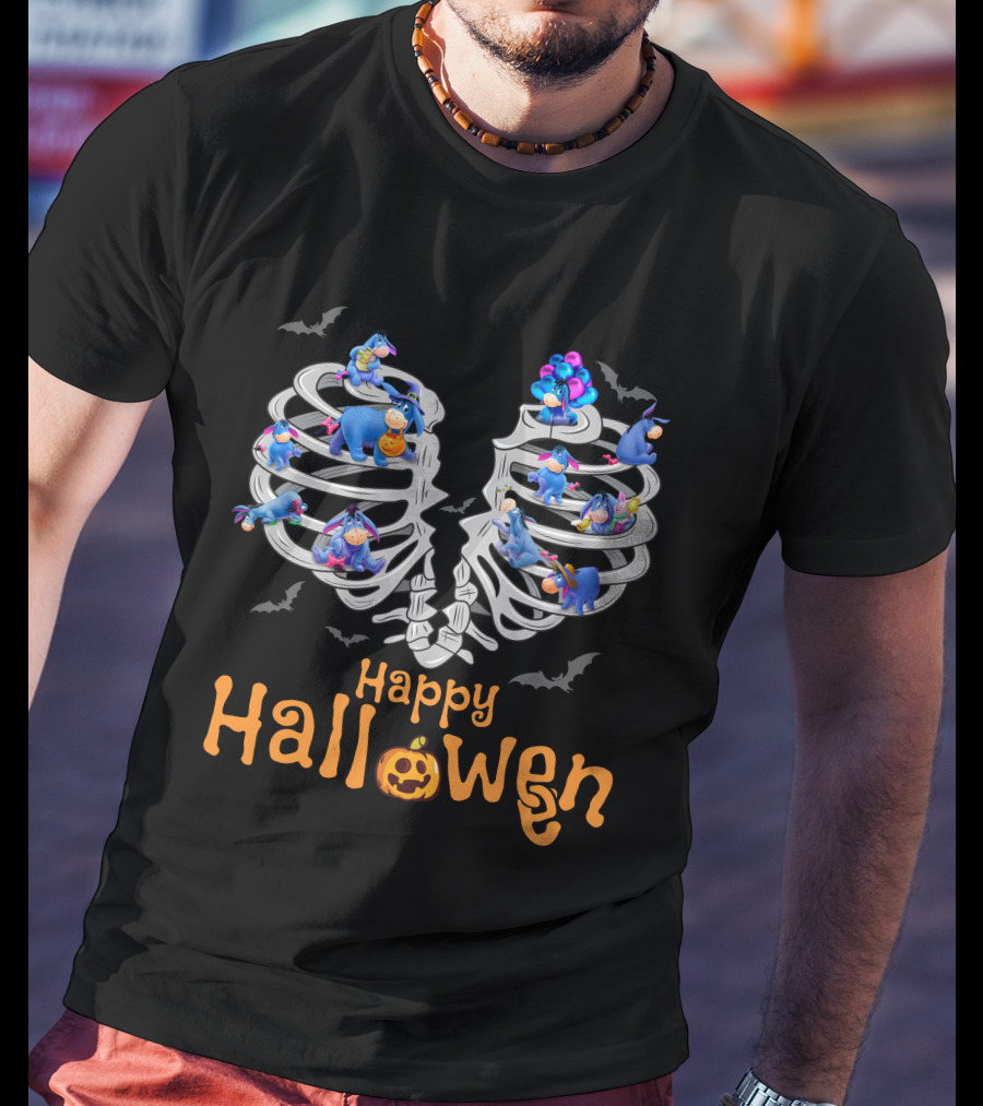 Happy Halloween Eeyore Skeleton Ribs Theme T-Shirt