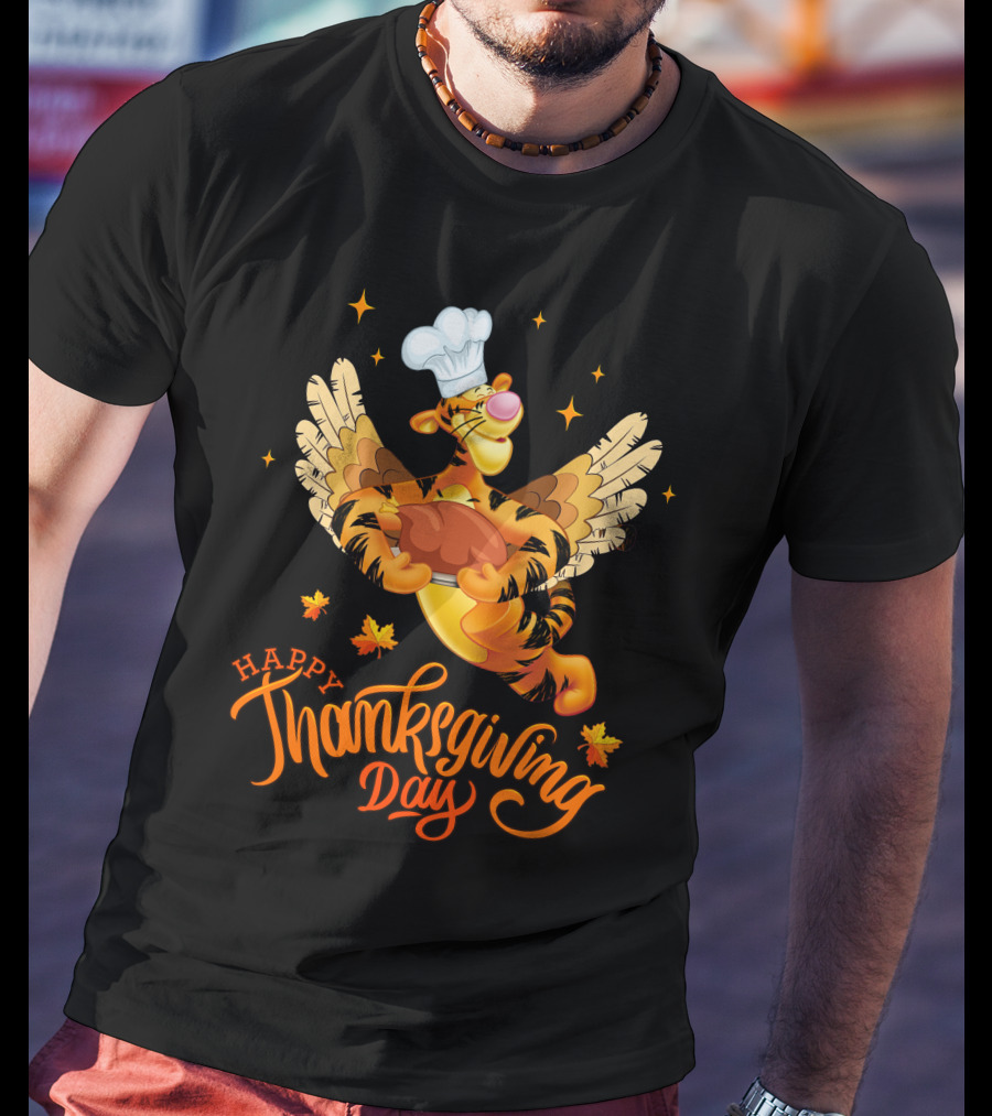 Tigger Happy Thanksgiving Day Chef Turkey Wings T-Shirt