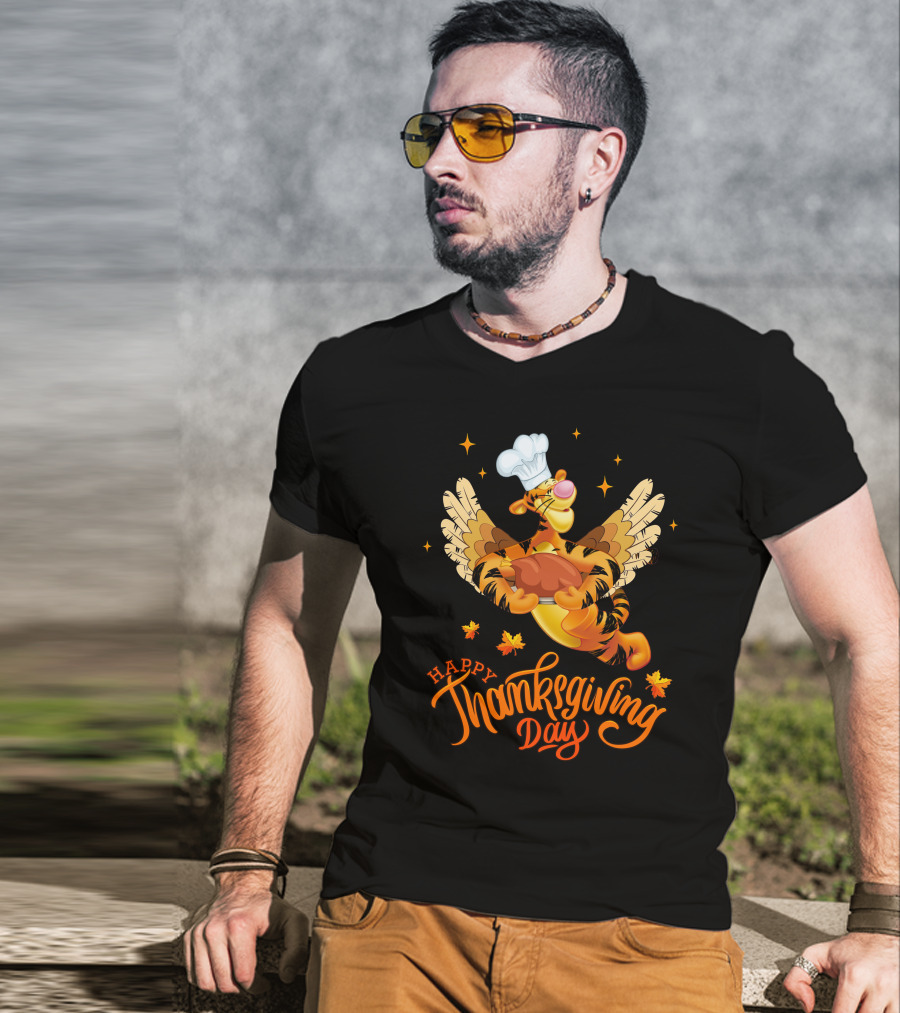 Tigger Happy Thanksgiving Day Chef Turkey Wings T-Shirt
