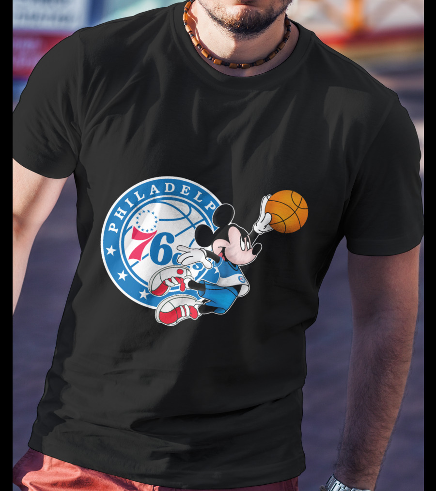 Philadelphia 76ers Mickey Basketball Dunk T-Shirt