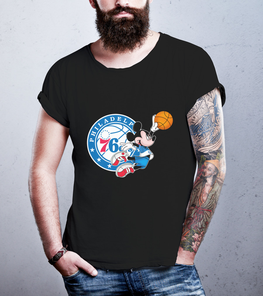 Philadelphia 76ers Mickey Basketball Dunk T-Shirt