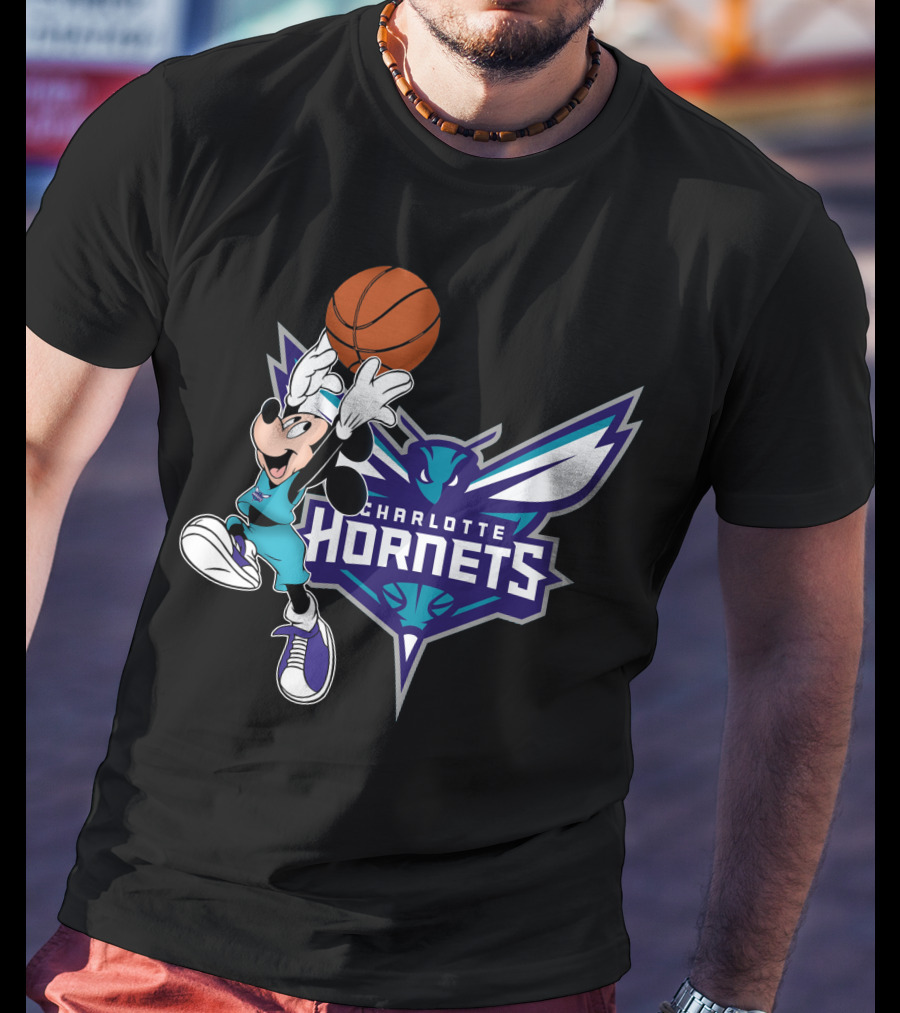Mickey Charlotte Hornets Basketball T-Shirt