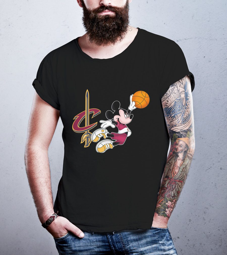 Cleveland Cavaliers Mickey Basketball Dunk T-Shirt