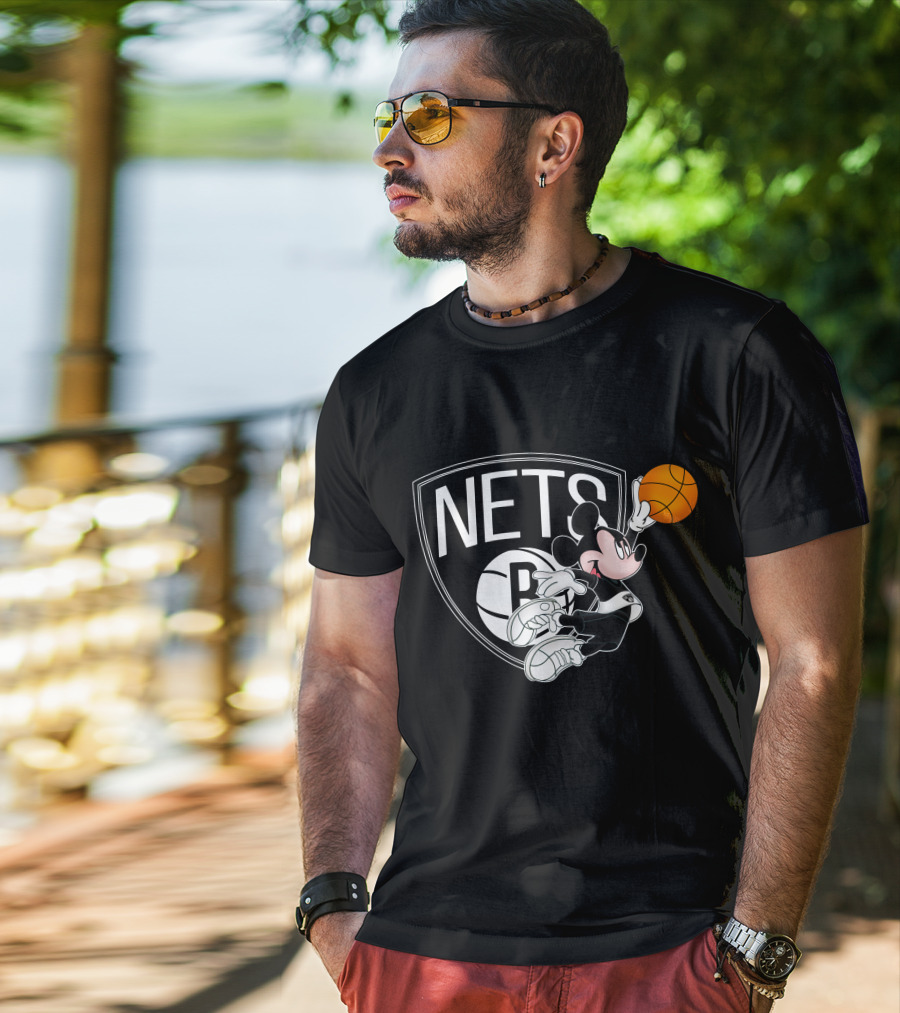Nets Mickey Basketball Slam Dunk T-Shirt