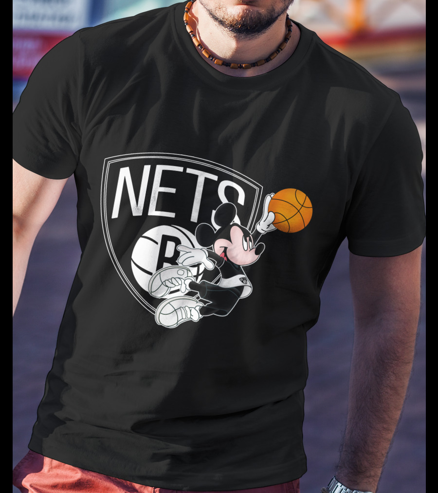 Nets Mickey Basketball Slam Dunk T-Shirt