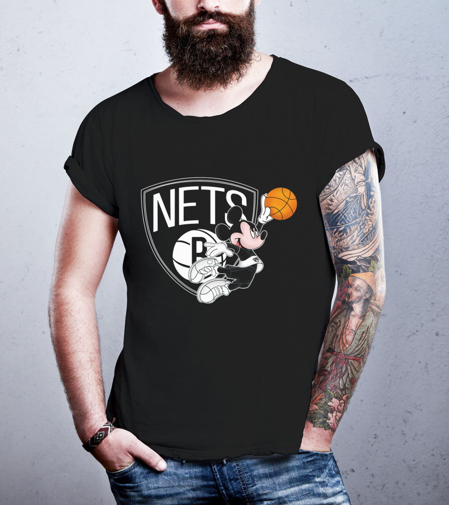 Nets Mickey Basketball Slam Dunk T-Shirt