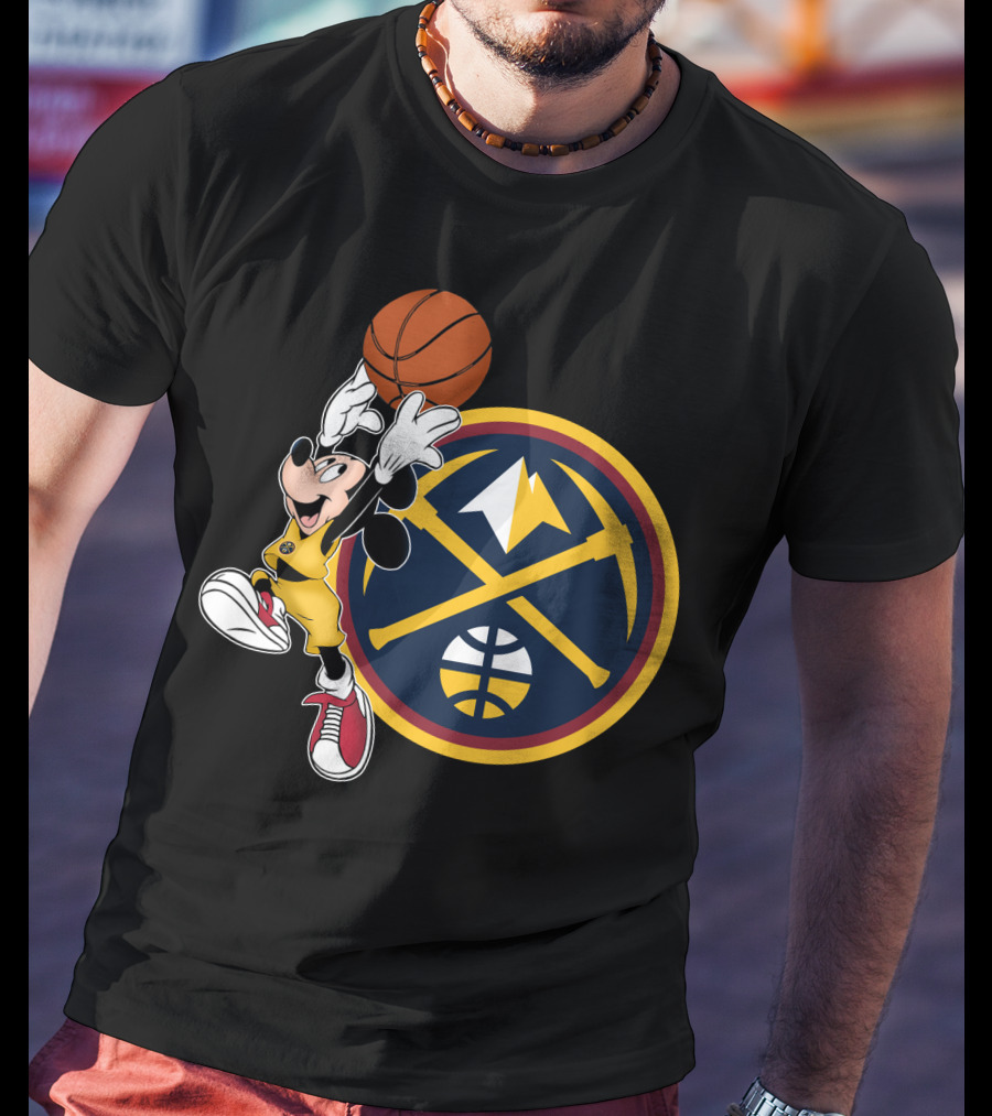 Mickey Mouse Basketball Dunk Denver Nuggets Crossover T-Shirt