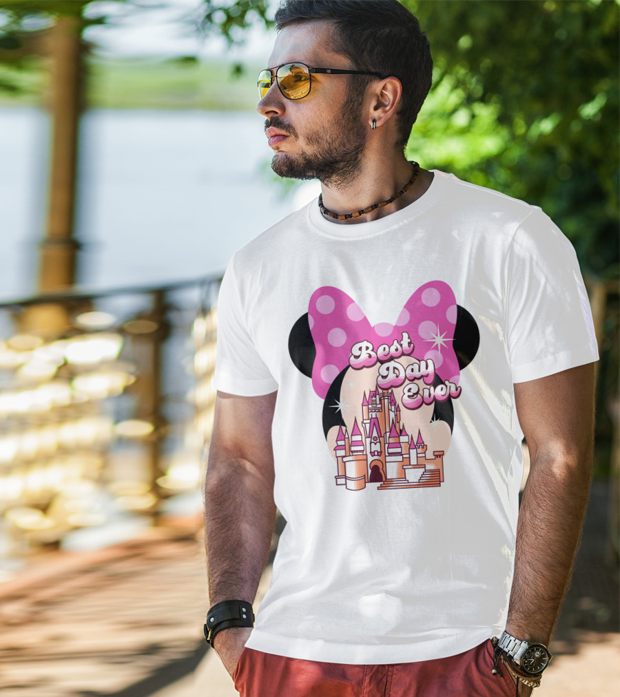 Minnie Best Day Ever Castle Pink Bow T-Shirt