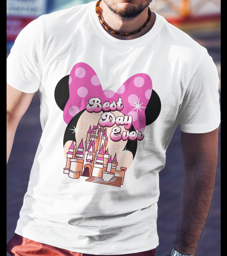 Minnie Best Day Ever Castle Pink Bow T-Shirt