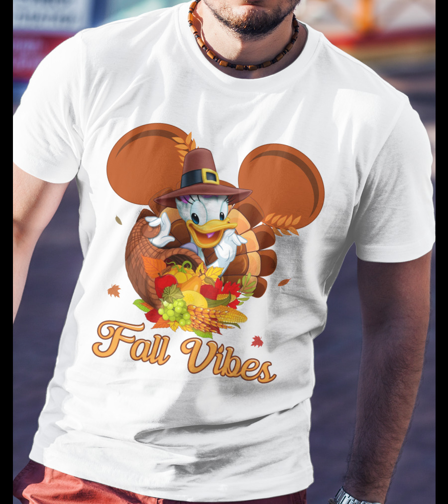 Fall Vibes Daisy Duck Cornucopia Thanksgiving T-Shirt