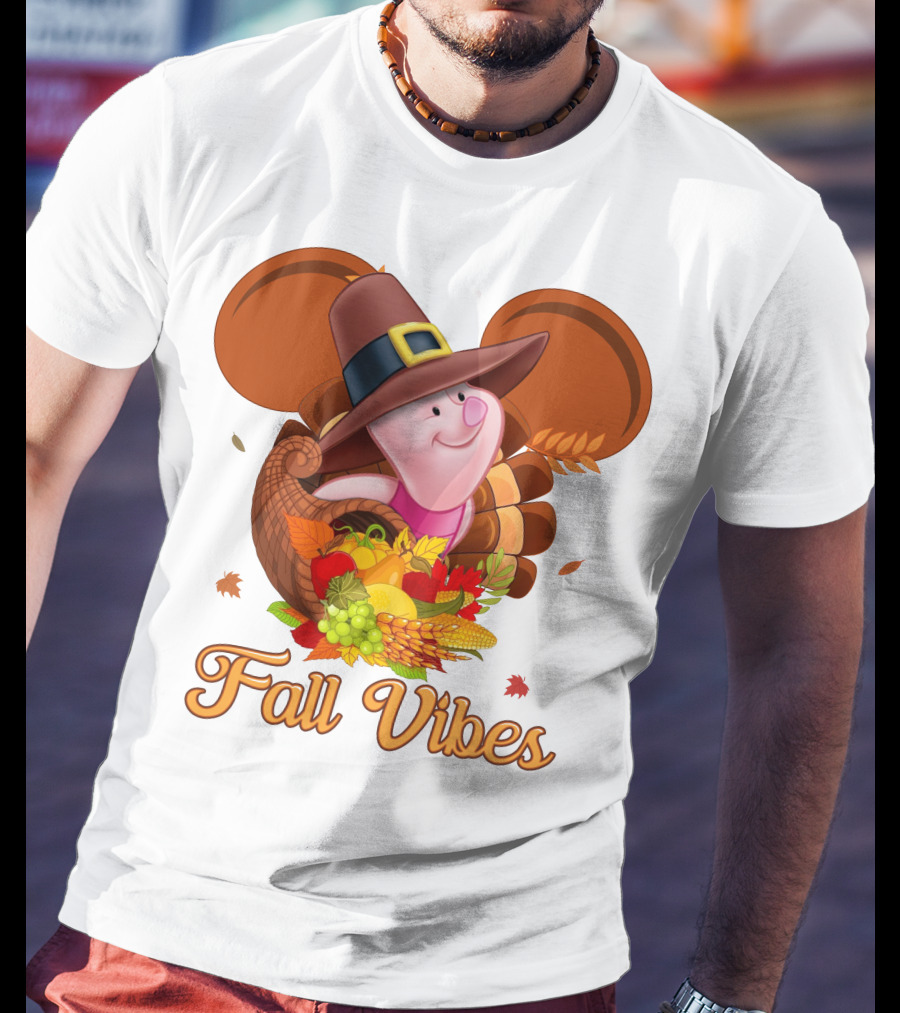 Piglet Fall Vibes Thanksgiving Cornucopia Disney Inspired T-Shirt