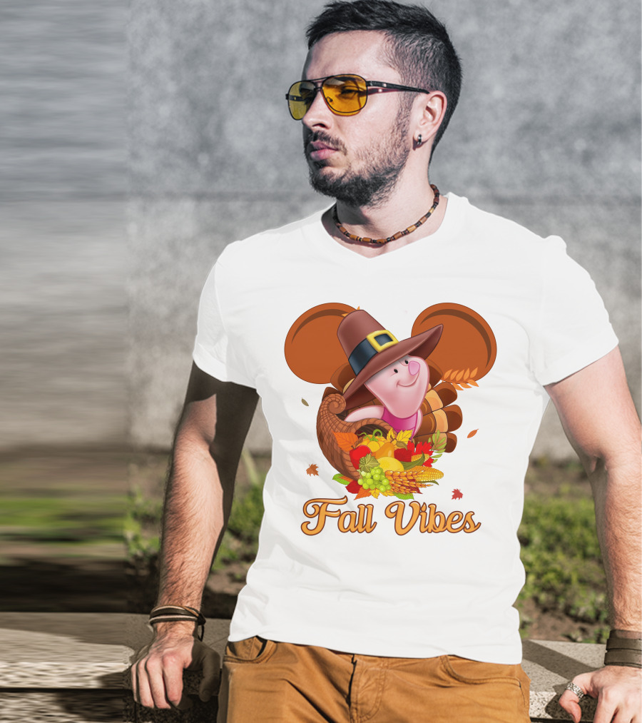 Piglet Fall Vibes Thanksgiving Cornucopia Disney Inspired T-Shirt
