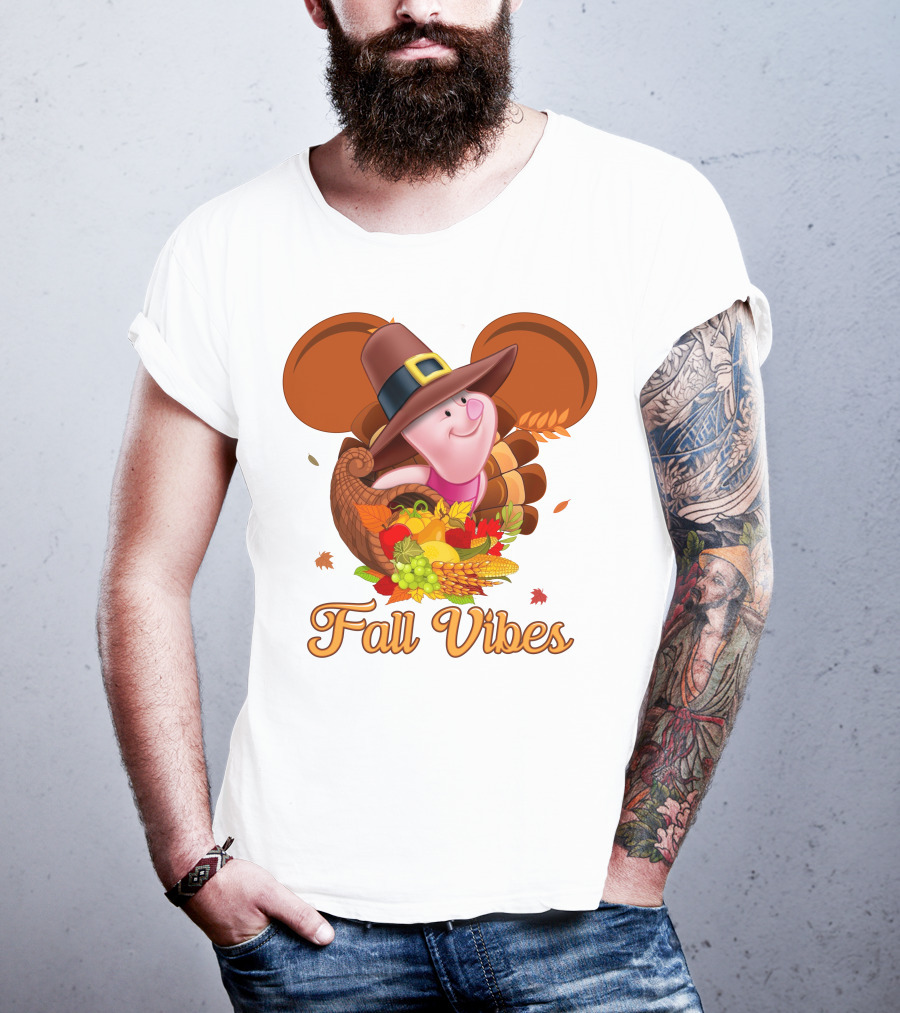 Piglet Fall Vibes Thanksgiving Cornucopia Disney Inspired T-Shirt