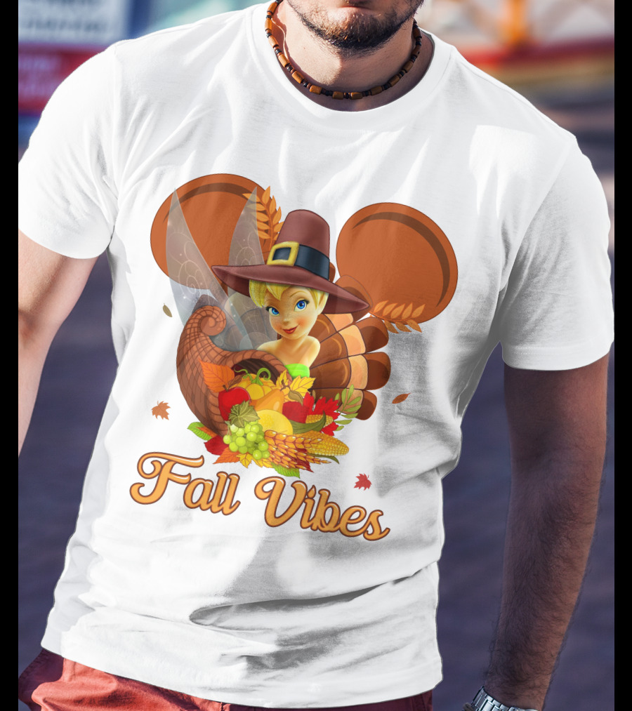 Tinkerbell Fall Vibes Cornucopia Thanksgiving Disney T-Shirt