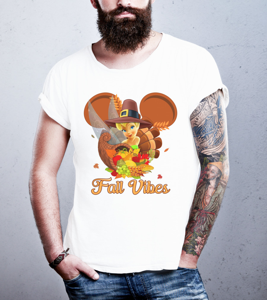 Tinkerbell Fall Vibes Cornucopia Thanksgiving Disney T-Shirt