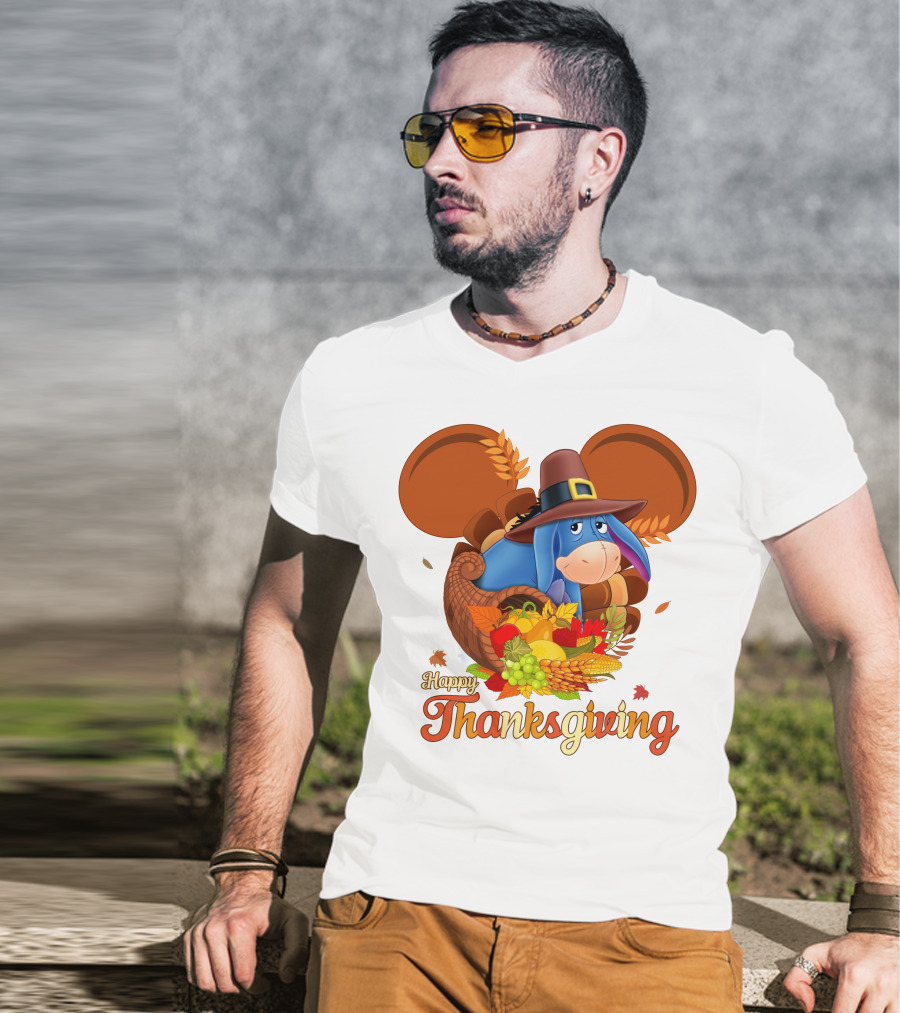 Happy Thanksgiving Eeyore Cornucopia Holiday Celebration T-Shirt