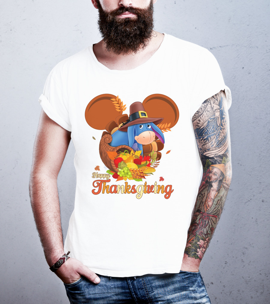 Happy Thanksgiving Eeyore Cornucopia Holiday Celebration T-Shirt