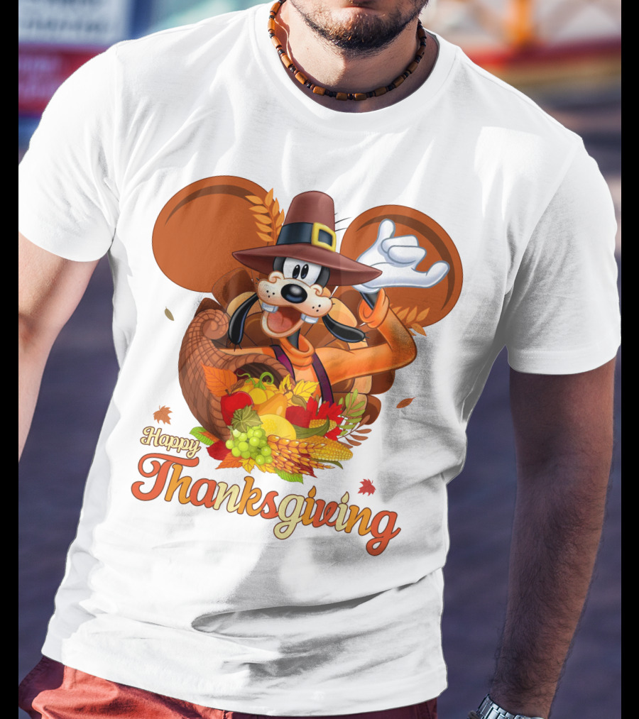 Goofy Happy Thanksgiving Cornucopia Celebration T-Shirt