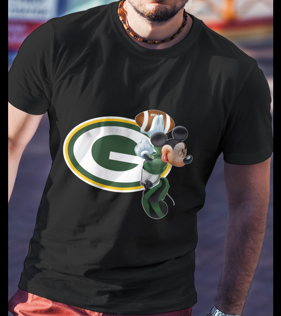 Mickey Mouse Green Bay Packers Football T-Shirt
