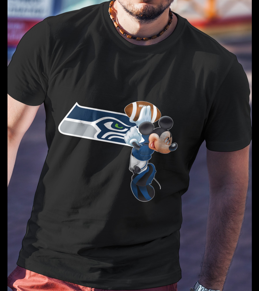Seattle Seahawks Mickey Football Jump T-Shirt