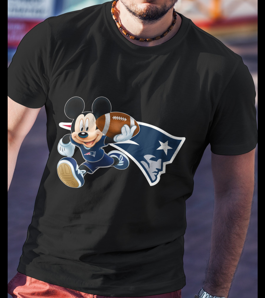 Mickey Mouse New England Patriots Football Character T-Shirt