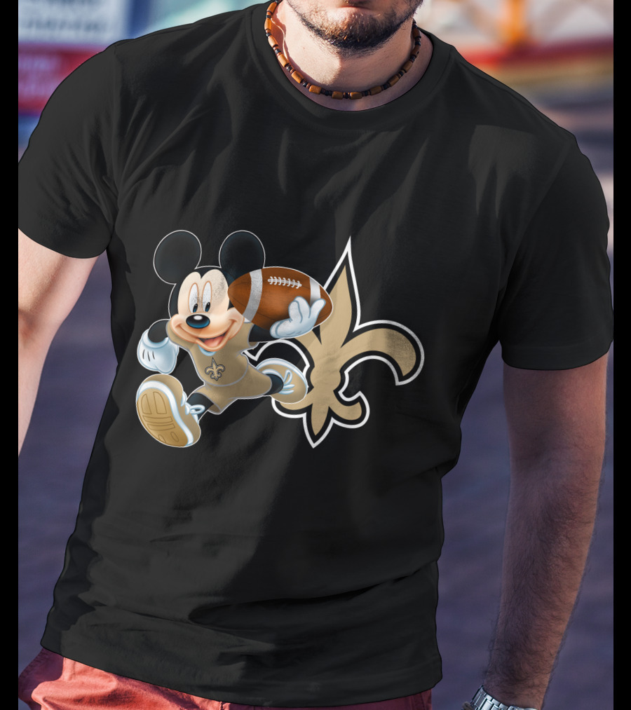 Mickey Nos New Orleans Saints Football Fleur-De-Lis T-Shirt