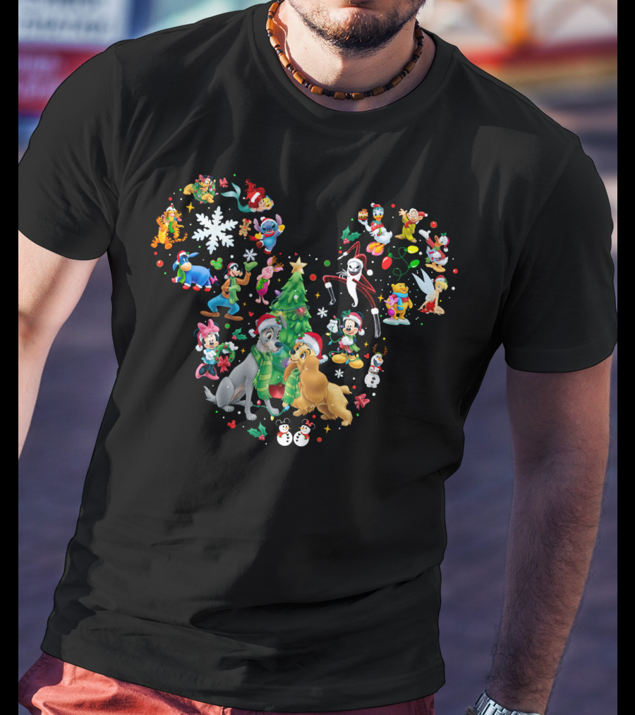 Lady And The Tramp Mickey Mouse Christmas Disney Characters T-Shirt