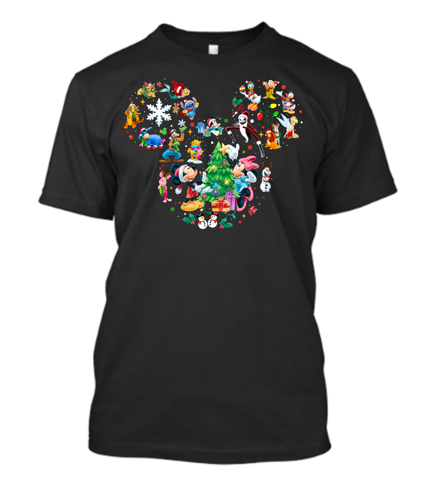 Mickey And Minnie Christmas Disney Characters Holiday Celebration T-Shirt