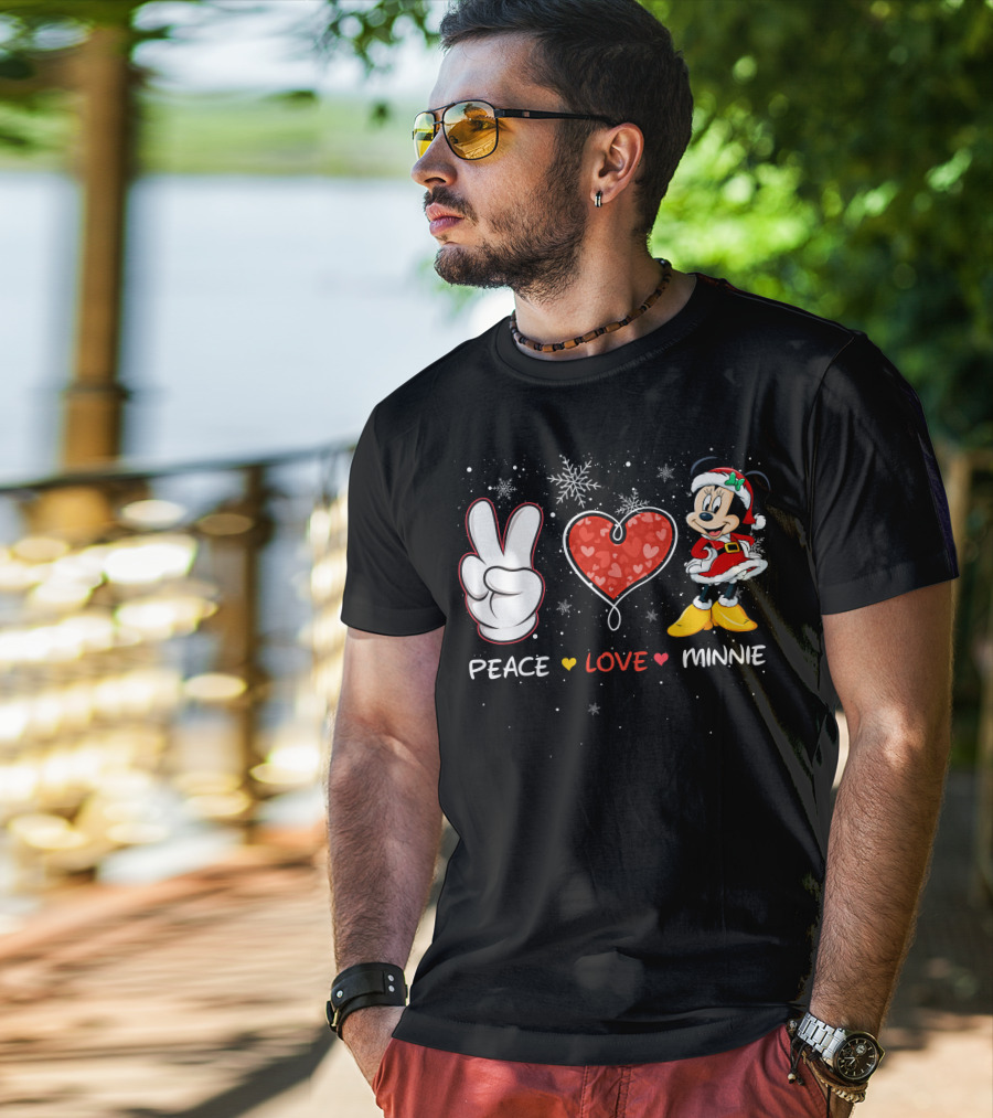 Peace Love Minnie Christmas Holiday Theme T-Shirt
