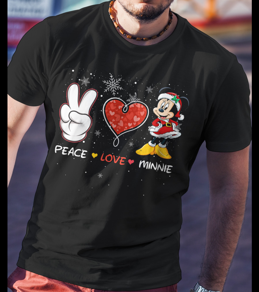 Peace Love Minnie Christmas Holiday Theme T-Shirt
