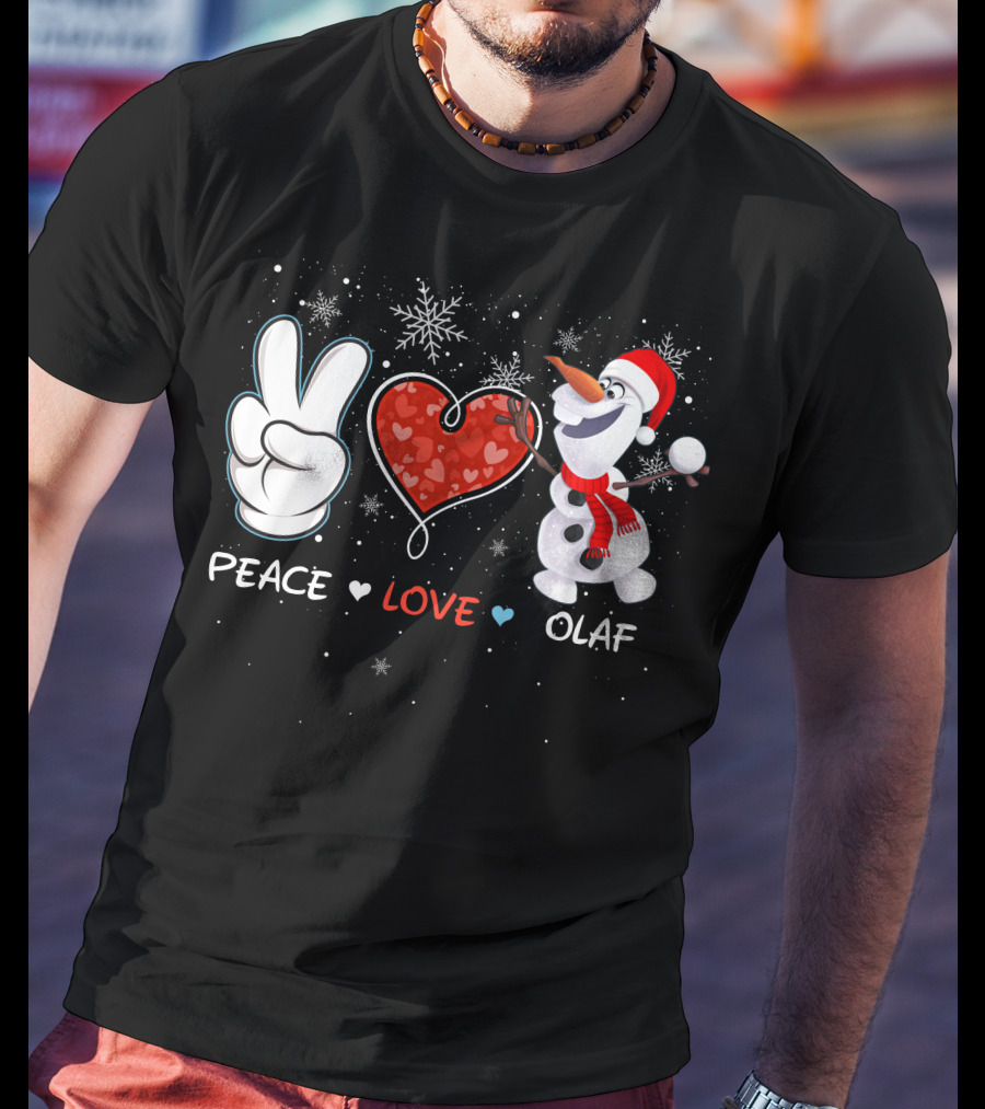 Peace Love Olaf Snowman Winter Holiday Theme T-Shirt