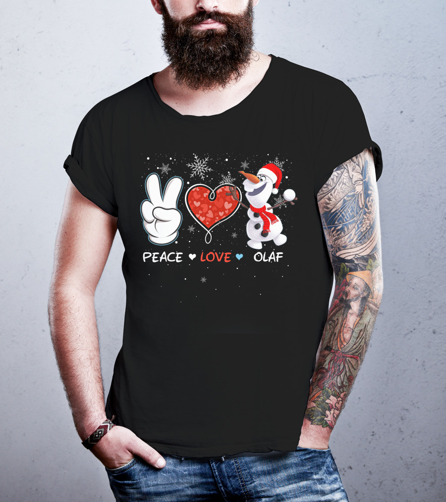 Peace Love Olaf Snowman Winter Holiday Theme T-Shirt