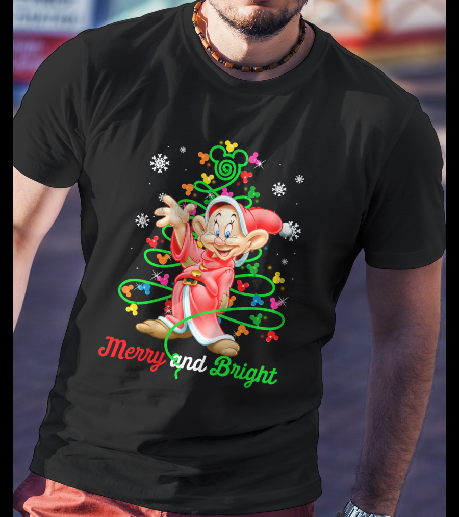 Merry And Bright Dopey Christmas Magic Tree Snowflakes T-Shirt