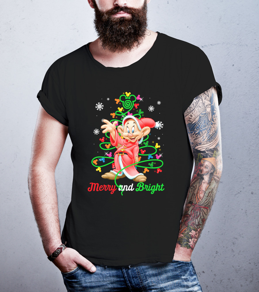 Merry And Bright Dopey Christmas Magic Tree Snowflakes T-Shirt
