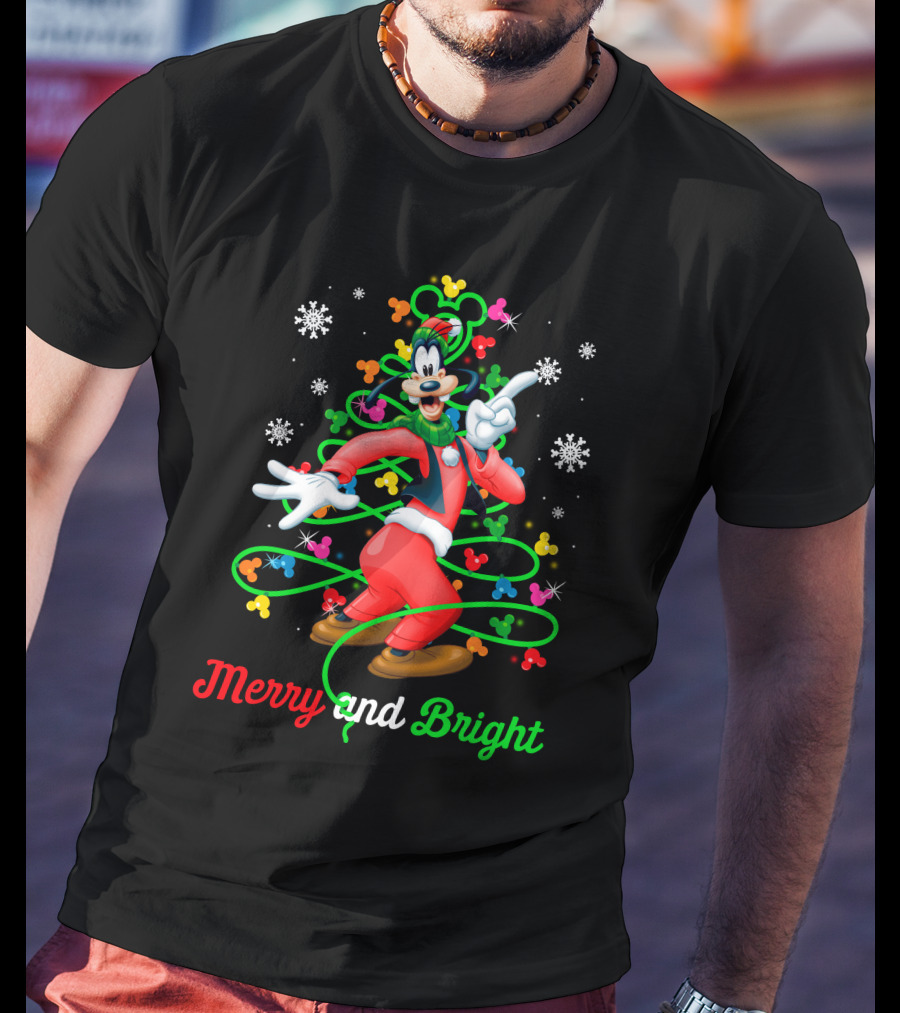 Merry And Bright Goofy Christmas Tree T-Shirt
