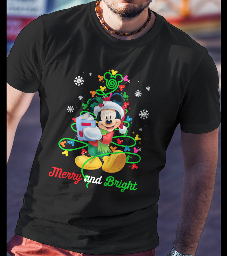 Mickey Mouse Merry And Bright Christmas Holiday Magic T-Shirt