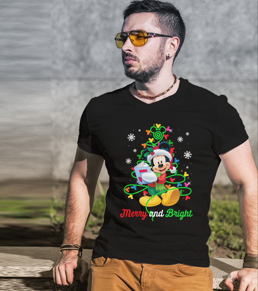 Mickey Mouse Merry And Bright Christmas Holiday Magic T-Shirt