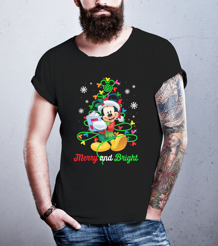 Mickey Mouse Merry And Bright Christmas Holiday Magic T-Shirt