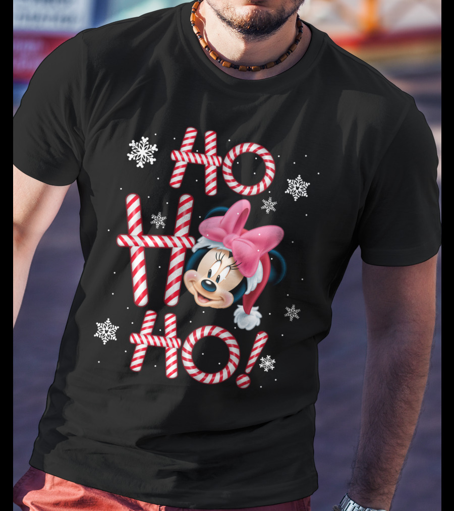 Ho Ho Ho Minnie Mouse Candy Cane Snowflakes T-Shirt