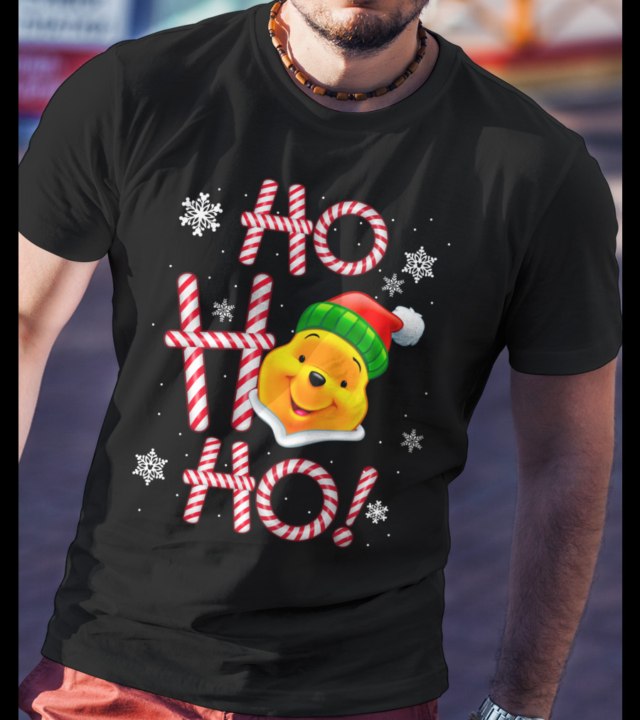 Ho Ho Ho Pooh Santa Christmas Snowflakes T-Shirt