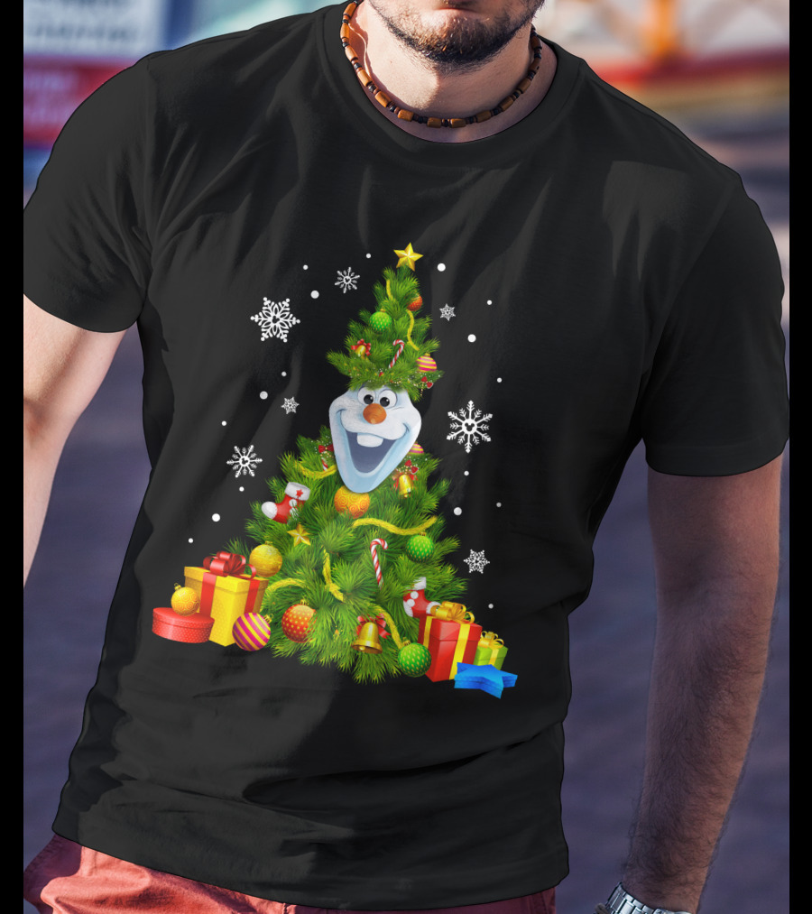 Olaf Christmas Tree Holiday Presents Snowflakes T-Shirt